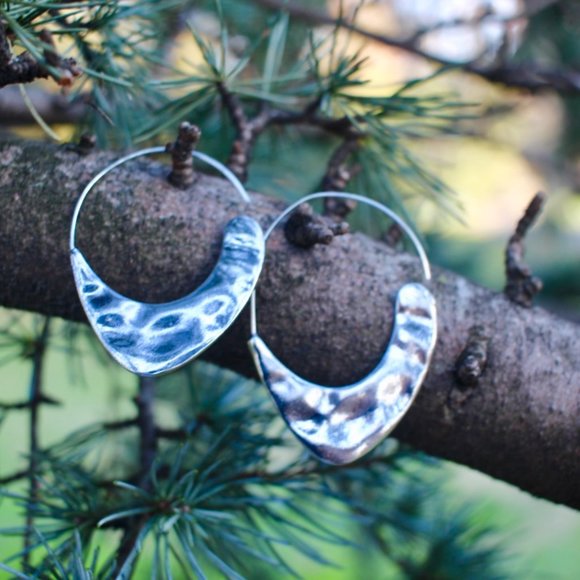 Anthro Silver Carissa Moon Crescent Hoop Earrings - Picture 9 of 12